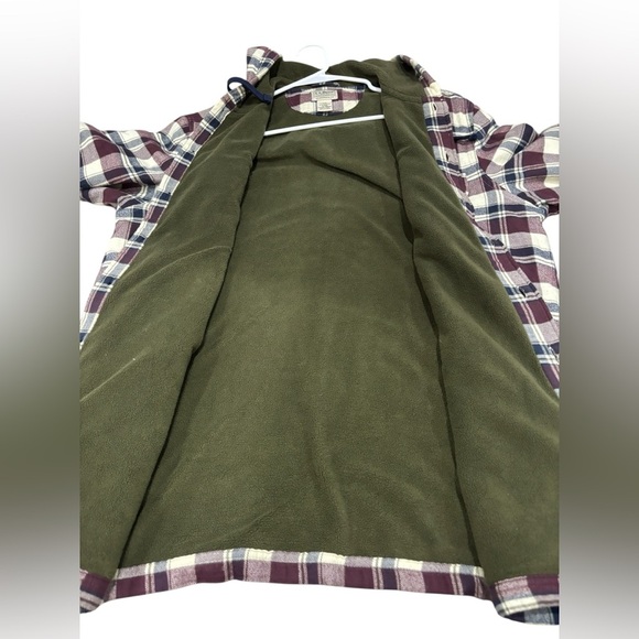 L.L. Bean Plaid Hooded Shirt - Red and Cream - Picture 9 of 9